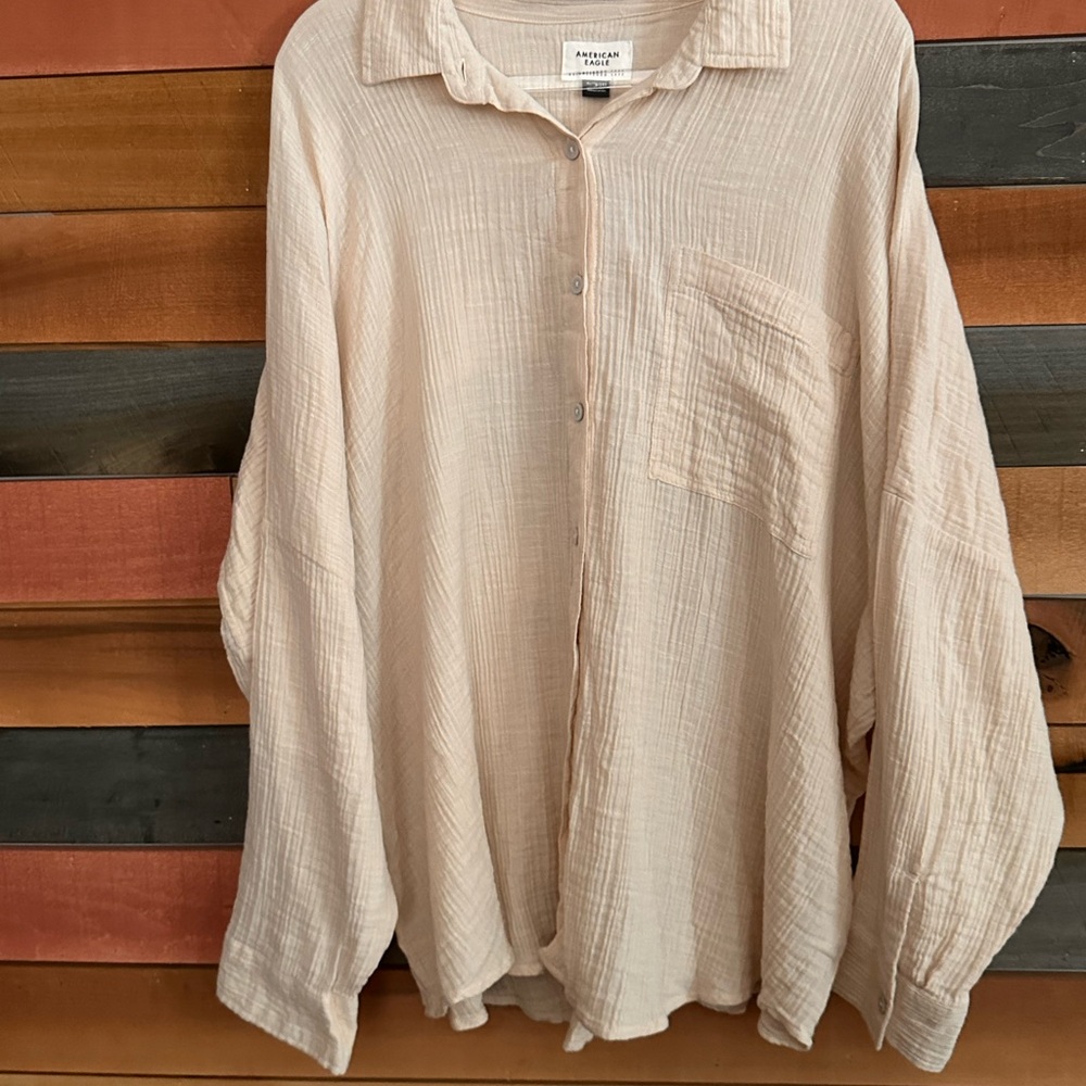 American Eagle Gauze Top Oversize XL - Picture 3 of 5